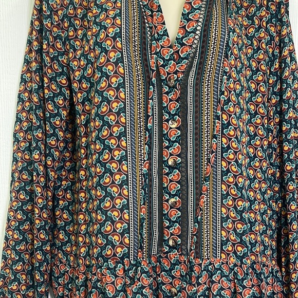Anthropologie - Maeve Janie Flounced Colorful Print Blue Motif Blouse Size 6 - Picture 6 of 14